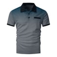 thumbnail image 2 of LRGSHF Men's Summer Polo Shirts Short Sleeve Golf Daily Pullover Slim Fit Gradient Print Tops With Chest Pocket Gray 2XL, 2 of 5