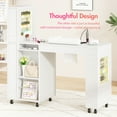 thumbnail image 6 of Advwin Modern Manicure Table with RGB Light Display Cabinets, Built-in Dust Collector, Lockable Wheels, Wrist Rest & Ample Storage, Acetone-Resistant Beauty Nail Salon Home Workstation, White, 6 of 11