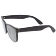 thumbnail image 3 of sunglassLA Unisex Retro Oversize Wide Temple Colored Mirror Square Flat Lens Horn Rimmed Sunglasses 60mm (Matte Black / Gold Mirror) - 60mm, 3 of 4