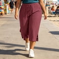 thumbnail image 5 of Zormilly Capri Pants for Women, Loose Lightweight Plus Size Pants with Pockets, Split Hem Black Cropped Pants Vacation, XL-5XL, 5 of 8