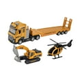 thumbnail image 4 of Camión de remolque de juguete a escala 1/50, camión de ingeniería de aprendizaje temprano con minihelicóptero, vehículo extraíble para niños de 2, 3, excavador, 4 of 8