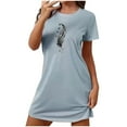 thumbnail image 2 of VgaVtl Womens Sleepshirts Plus Size Short Sleeve Short Blue Women's Nightgowns Print Sleepwear, 2 of 7