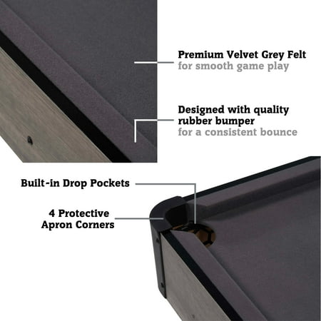 Hall of Games - 4' Charleston Drop Pocket Table With Pool Ball and Cue Stick Set - Brown/Gray