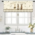 thumbnail image 2 of Happy Easter Rabbit Kitchen Curtain Valance 54W x 18L Inch Bunny Buffalo Plaid Farmhouse Rustic Holiday Rod Pocket Short Cafe Small Window Treatment Drapes Decor, 2 of 6
