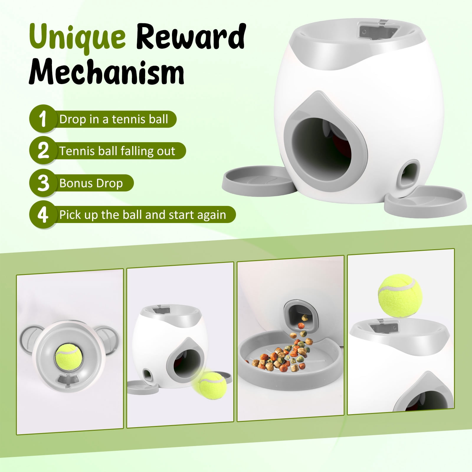 Dog Ball Launcher Interactive Puppy Ball Thrower Machine with Automatic Treat Dispenser Fun Dog Training Toys for Indoor Outdoor