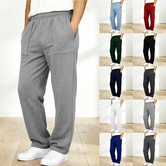 Boys Baggy Sweatpants Teens Athletic Joggers Lightweight Straight Leg Open Bottom Pants Trousers with Pockets Black 5-16 Years