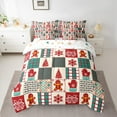 thumbnail image 2 of Homewish Christmas Snowflake 7pcs Bedding Comforter Set,Patchwork Geometric Checkered Queen Bedding Sets,Red Green Beige Queen Sheet Sets For Girl Kids,Luxury Bedroom Decor Reversible, 2 of 8