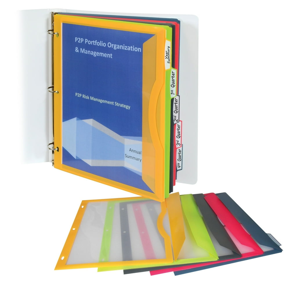 Binder Pocket with Writeon Index Tabs, Assorted, 8 1/2 x 11, 5/ST (Set