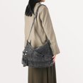 thumbnail image 3 of Sunyuer Women Vintage Washed Denim Hobo Bag, Large Capacity Commuter Shoulder Tote Handbag, Casual Retro Denim Crossbody Bag with Adjustable Strap for Work Travel Daily Use, 3 of 7