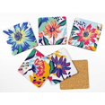 thumbnail image 2 of Inkdotpot Set of 6 Drink Coasters DecorativeNon,SlipCork Base4-inch Square PrintedCoastersEasy Clean- Floral, 2 of 8