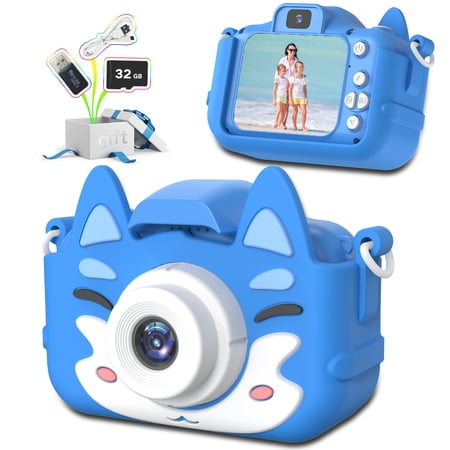 AIJIA Kids Camera, Waterproof Kids Selfie Camera with 32GB SD Card, Music, Mini Rechargeable, Portable HD 1080P Digital Video Toy Camcorder for Toddler, Christmas Gifts for Girls & Boys Age 3-10