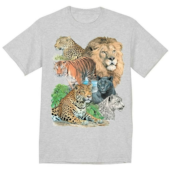 Black Panther Lion Tiger Cheetah Big Cats T-shirt Mens Graphic Tee