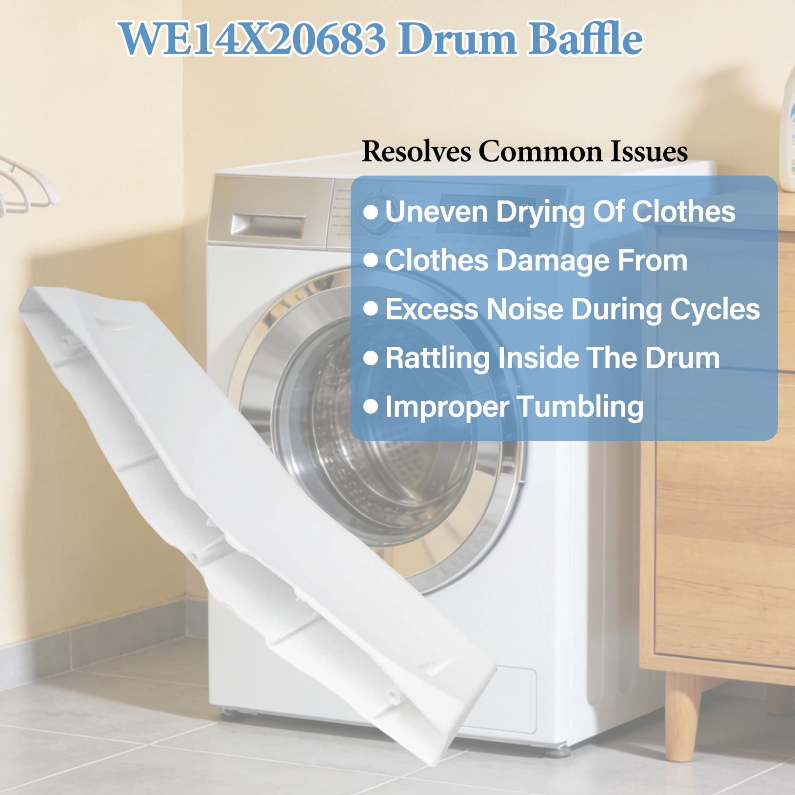 WE14X20683 Dryer Drum Baffle Compatible With GE Hotpoint Dryers GTDX180ED6WW GHDP490EF3WW HTDX100ED5WW,Replaces AP6027536 4545812 PS11759047