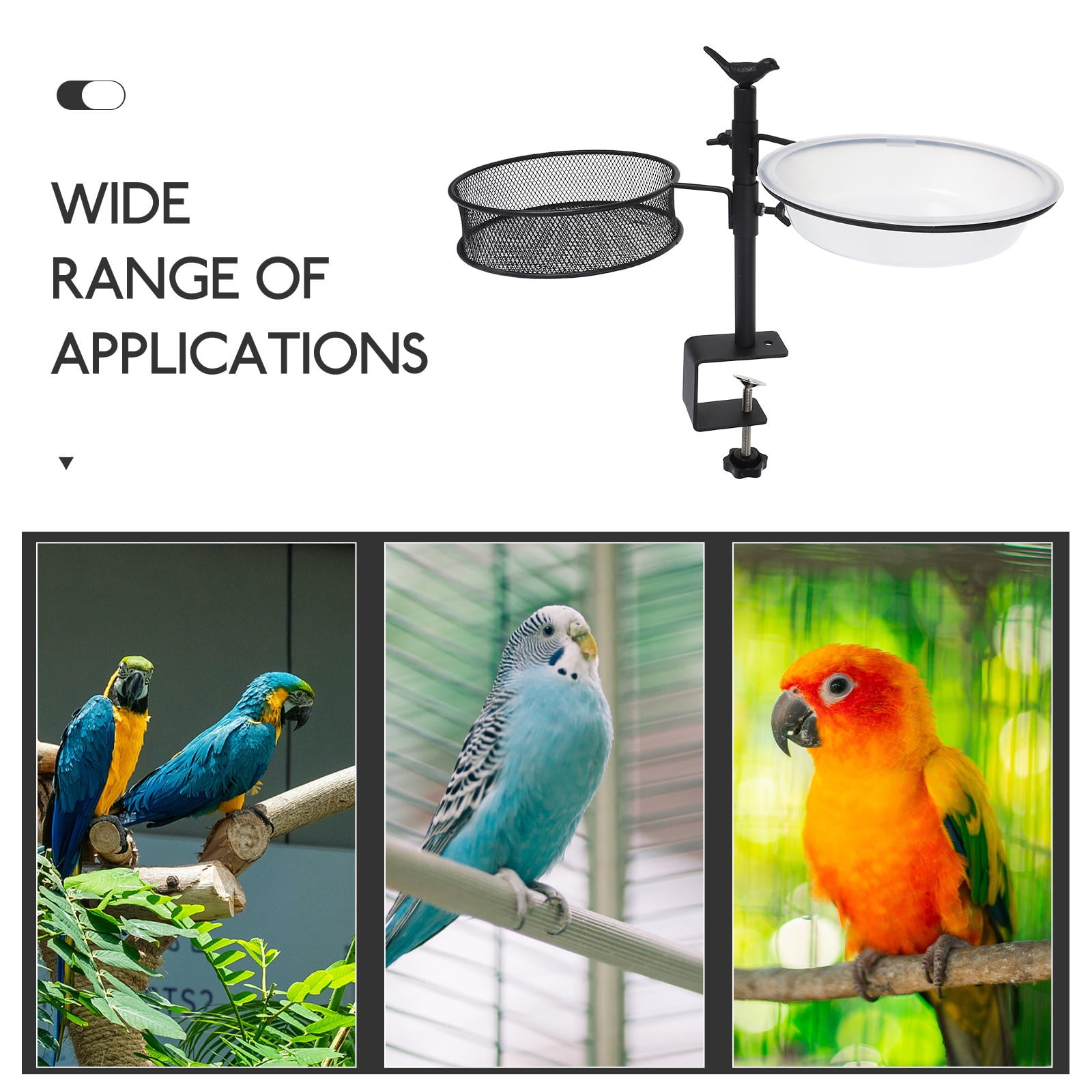 OFFIGAM Black Metal Bird Feeder Hanger with Adjustable Height and Removable Tray for Garden, Backyard, Patio, and Outdoor Use