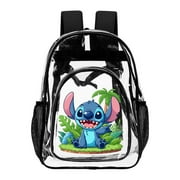 Stitch Clear Backpack for School Stadium Approved 17 Inch See Through Bag for Kids Heavy Duty Transparent Bag for Boys Girls Students Events