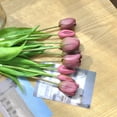 thumbnail image 4 of 10PCS Artificial Tulip Flowers Real Touch Tulip Latex Tulip Artificial Plastic Flowers Fake Bouquet Dining Table Home Office Party Wedding Birthday Garden Store Decoration（Dark Purple）, 4 of 18