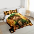 thumbnail image 3 of Feelyou Luck Cat Kids Queen Comforter Set, Shamrock Leaf Plant Bedding Comforter Set, 3pcs, 3 of 8
