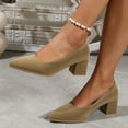 thumbnail image 6 of Womens Suede Solid Office Square Toe Slip On Casual Chunky Low Heel Pumps Shoes 2 Inch, 6 of 8