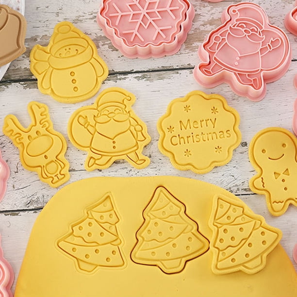 Molde para Galletas en Forma de D Jadeshay 8 Piezas Juego Cortadores con Temática Navideña