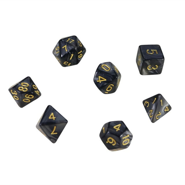 Maoww 7pc/Set Digital Game Dice Fun RPG Multi-Sided Resin Polyhedral Sides Dices