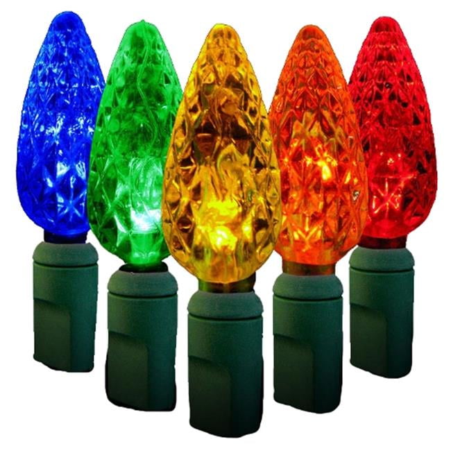 Multicolor C6 LED Lights with 4 in. Spacing and Green Wire