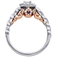 thumbnail image 4 of 14K Two Tone Gold Emerald Solitaire Diamond Halo Designer Engagement Ring 3/4 Ct, 4 of 6