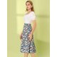 thumbnail image 4 of Allegra K Falda Midi Para Mujer Faldas Con Gradas Casuales Con Cintura Elástica Y Una Línea Azul verde S, 4 of 6