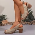 thumbnail image 4 of High Heels for Women Hollowed Out Chunky Heels Sandals for Women Open Toe Sandals with Ankle Strap Summer Casual Peep-Toe Breathable Sandals, 4 of 9