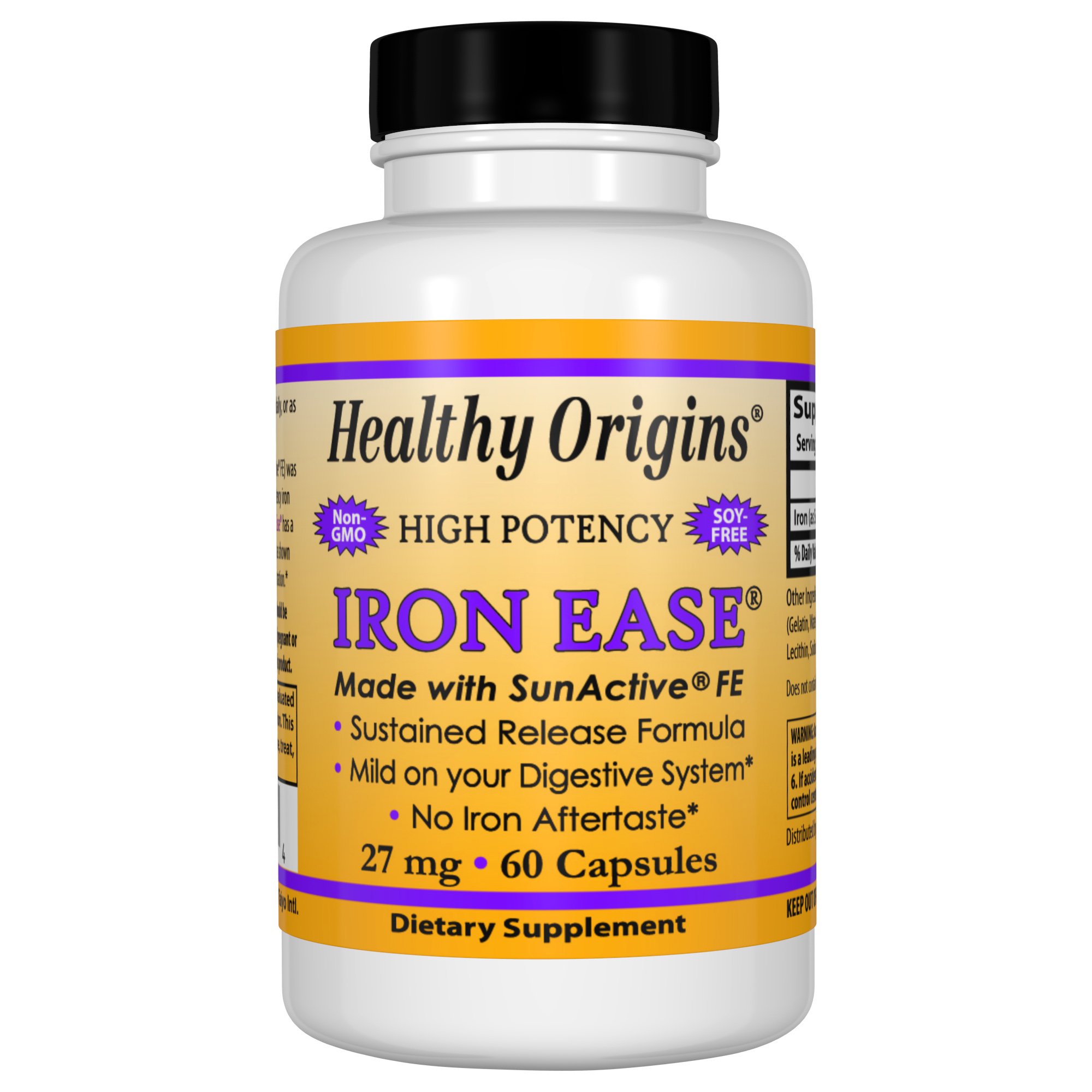 Healthy Origins Iron Ease 27 mg (easy on your stomach), 60 Capsules