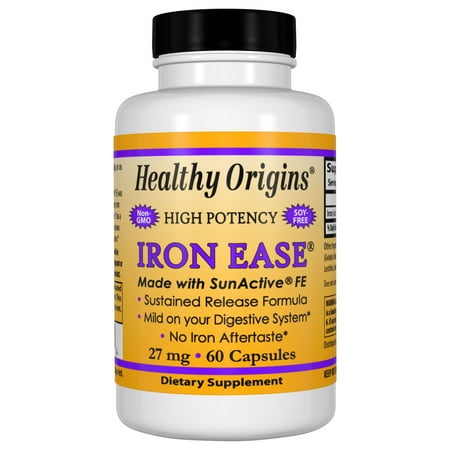 Healthy Origins Iron Ease 27 mg (easy on your stomach), 60 Capsules