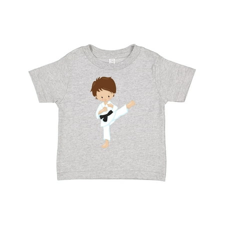 

Inktastic Karate Boy Cute Boy Brown Hair Black Belt Gift Toddler Boy Girl T-Shirt