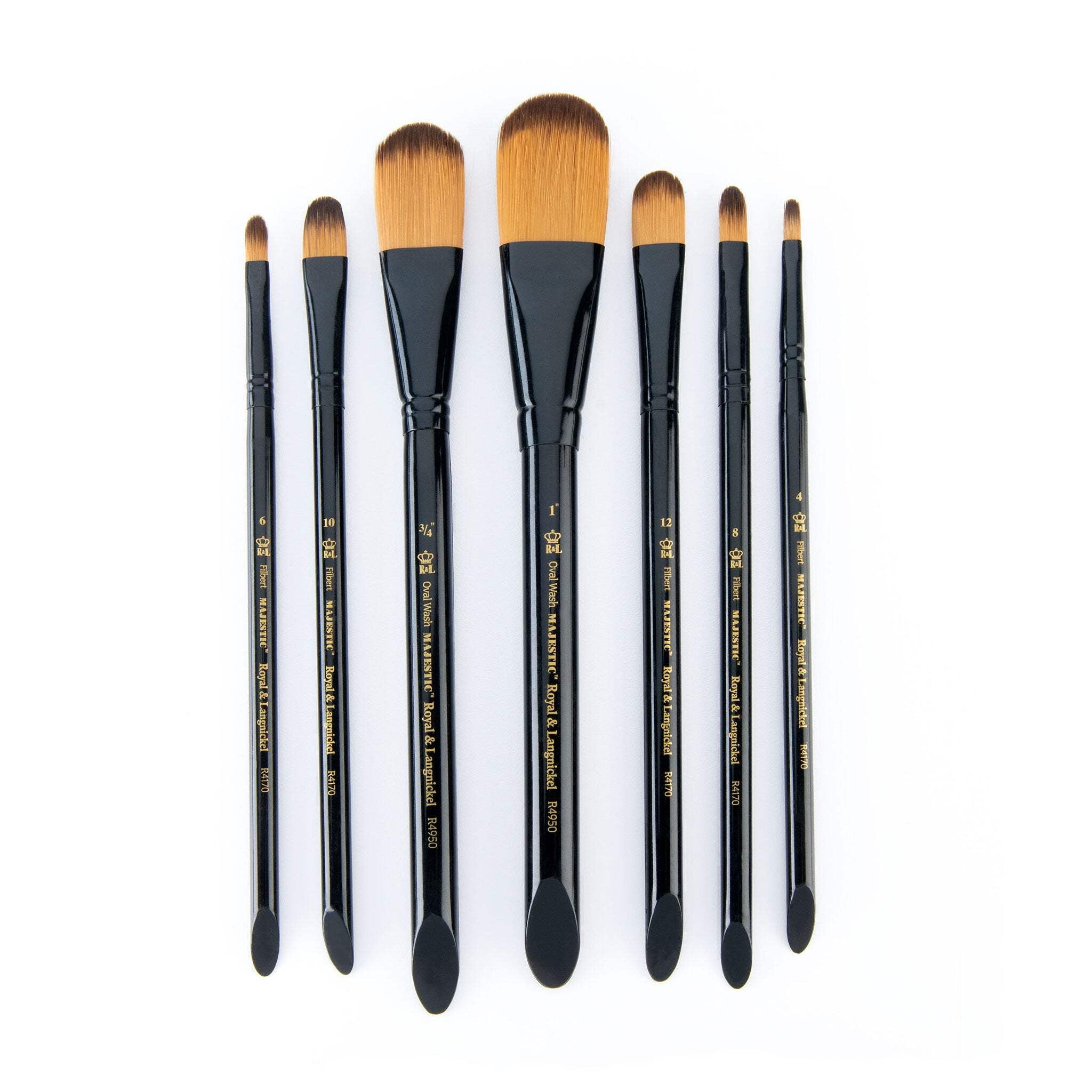 Royal & Langnickel Majestic™ Standard Handle 7pc Filbert & Oval Wash Brush Set