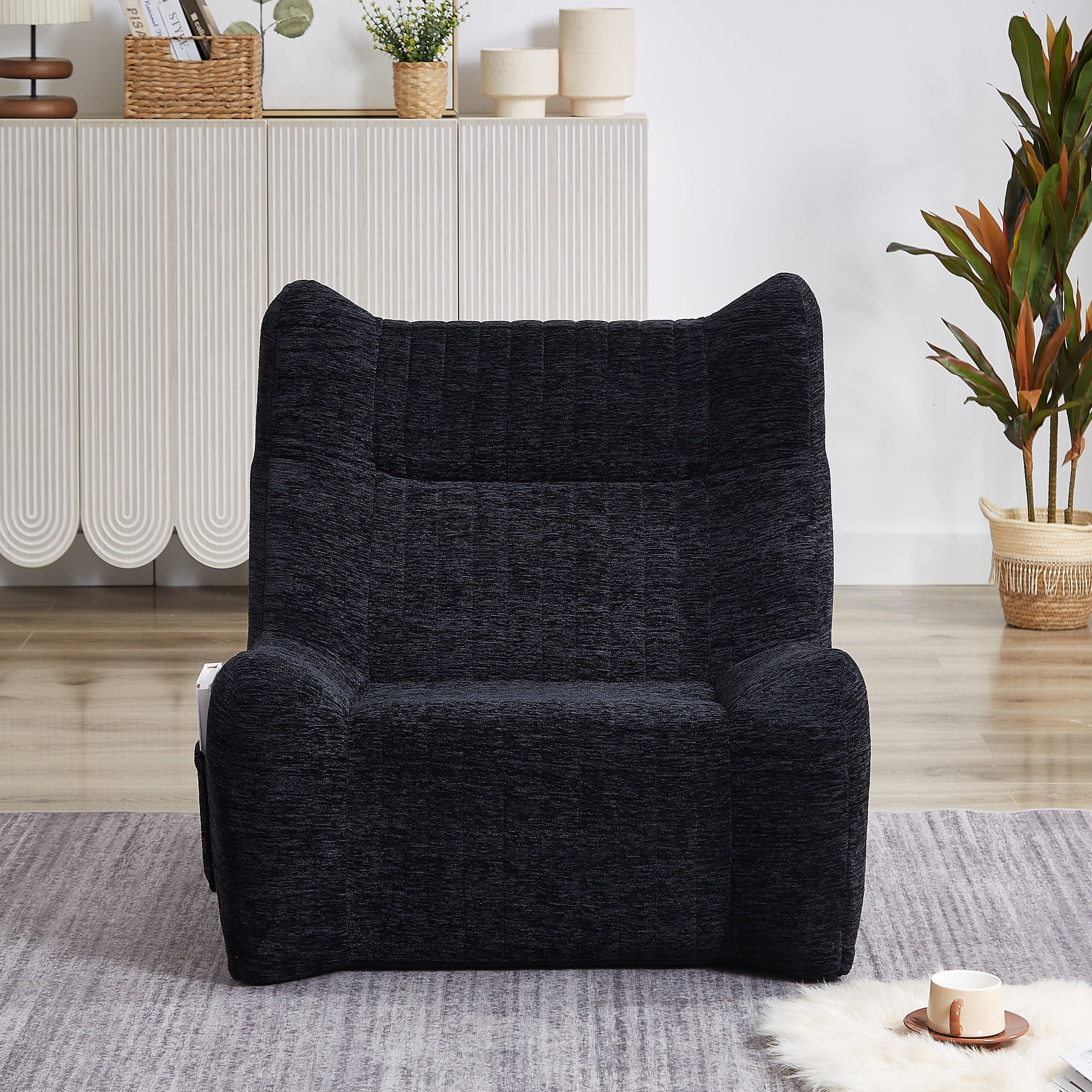 Leumius Bean Bag Chair, Oversized Comfy Beanbag Lounge Lazy Floor Sofa Accent Chair for Living Room, Bedroom Black