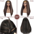 thumbnail image 4 of SEGO Headband Wig for Women 24 Inch Kinky Straight Black Mix Brown Wigs Headbands for Women Glueless None Lace Front Machine Made Wigs with Headband, 4 of 7