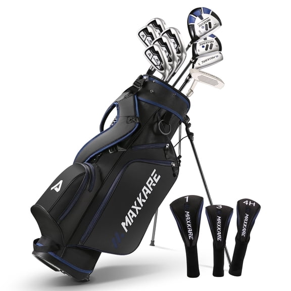 MaxKare Complete Golf Clubs Set Golf Men's Regular 9-Piece Complete Set, 3 Head Covers, Stand Bag - Right Hand, Blue