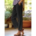 thumbnail image 2 of Frontwalk Cotton Casual Pants for Women Elastic Waist Wide Leg Pants Comfy Straight Leg Pants Black 3XL, 2 of 5