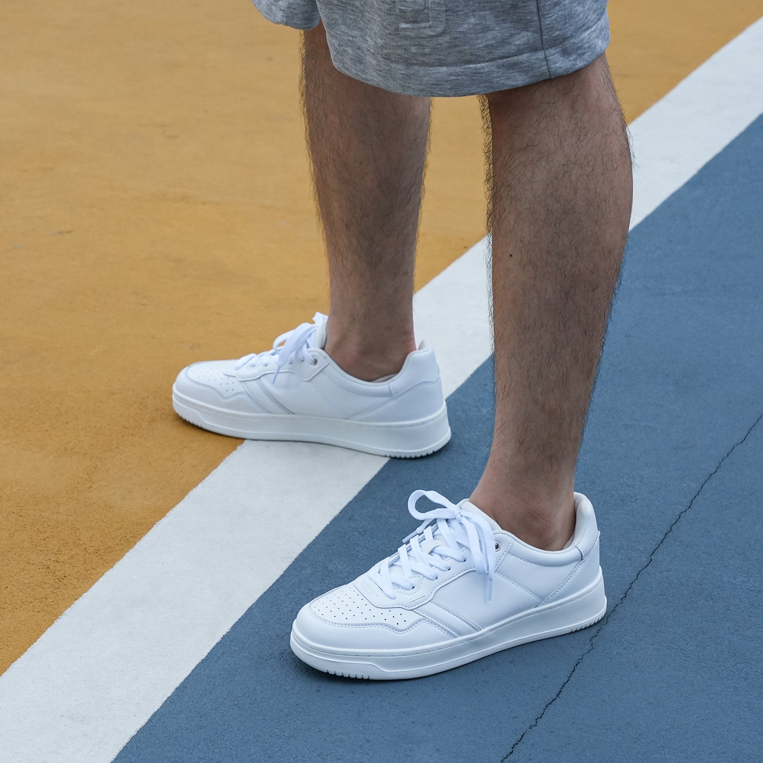 Hawkwell Men's Classic Leather Low Top Fashion Sneakers Casual Dress Sneakers Skate Walking Shoes,White,US 9