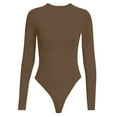 thumbnail image 3 of Women Bodysuits Crew Neck Long Sleeve Bodysuit Comfortable Against The Skin Tops Body Suits Clothing, 3 of 4