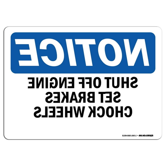 OSHA Notice Sign - NOTICE Shut Off Engine Set Brakes | Plastic Sign | Protect Your Business, Construction Site, Warehouse & Shop Area |  Made in the USA
