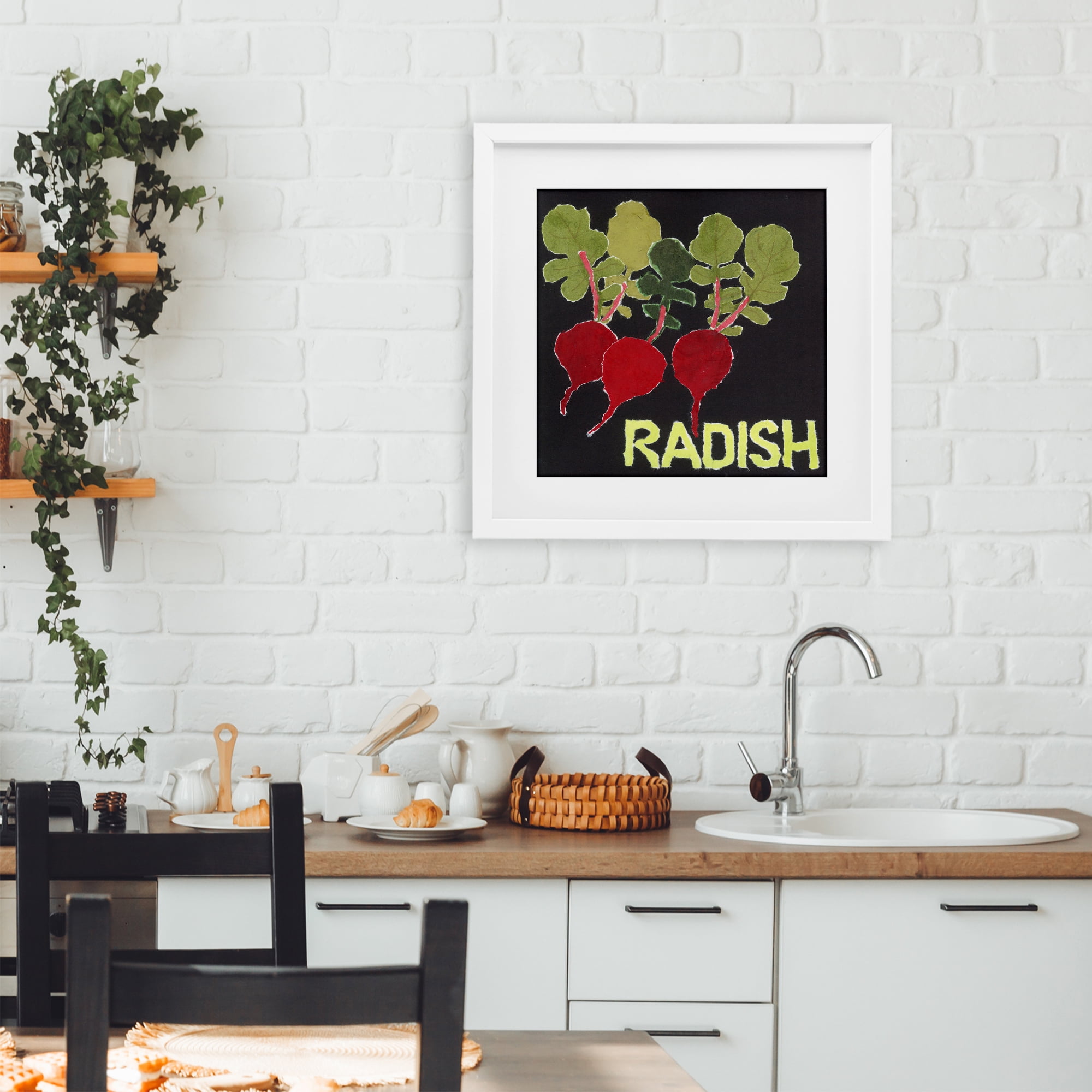 Stupell Industries Collaged Radish Vegetables White Framed Print Under Glass, design by Nancy Overton
