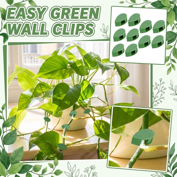 10 Count Leaf-Shaped Plant Clips For Climbing Plants, Invisible Pothos Vine Fixing Clips With Strong Adhesive, Adjustable Garden Clips For Green Wall, Balcony Garden, Home Decor