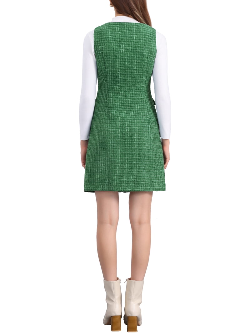green emerald velvet dress Allegra K Pinafore Dress for Women's Sleeveless Casual Vintage Faux Suede t  Shirt Dresses X-Small Army Green at Amazon Women's Clothing store main image 1
