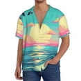 thumbnail image 1 of Balery Retro Palm Beach Sunset Camisa Casual de Manga Corta con Botones para Hombre, Texturizada, Estilo Cubano, para Playa, Verano-XX-Large, 1 of 5