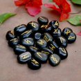 thumbnail image 4 of Crocon Black Obsidian Rune Stones Set Engraved with Elder futhark Crystal Runes Set, Reiki Healing runas for Meditation Chakra Balancing, Rune Stone for Beginners with Crystal Guide & Pouch |15-20 mm, 4 of 6
