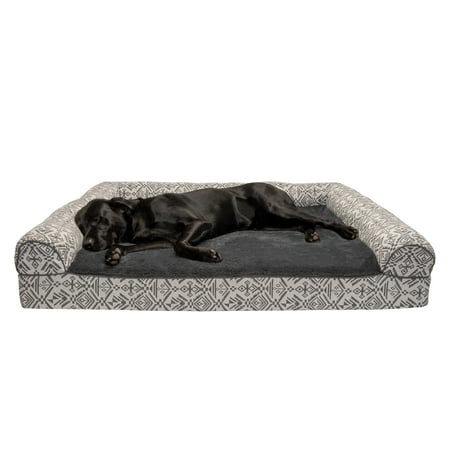 UPC: 0842229119190 | FurHaven Pet Products Southwest Kilim Sofa-Style Orthopedic Pet Bed for Dogs & Cats – Boulder Gray Jumbo Plus