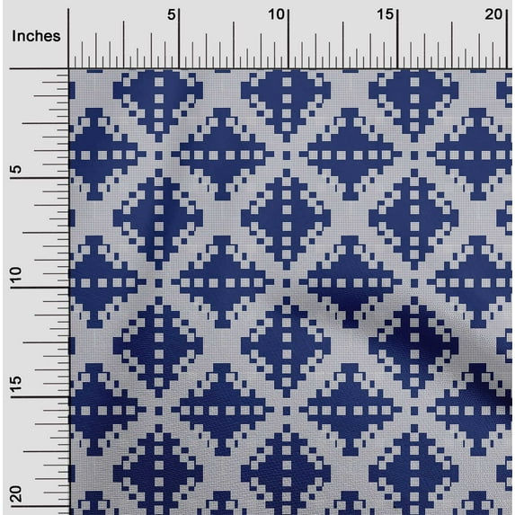 oneOone Cotton Flex Fabric Check Kasuri Printed Fabric 1 Yard 40 Inch Wide