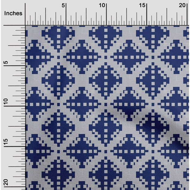oneOone Silk Tabby Fabric Check Kasuri Print Fabric By The Yard 42 Inch Wide