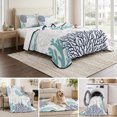 thumbnail image 6 of Full Quilt Set 78''x90'', Teal Blue Grey Coastal Lightweight Bedspread Coverlet Set with 2 Pillow Shams, Summer Beach Coral Shell Starfish Breathable All Season Quilt Bedding for Bedroom/Guest Room, 6 of 9