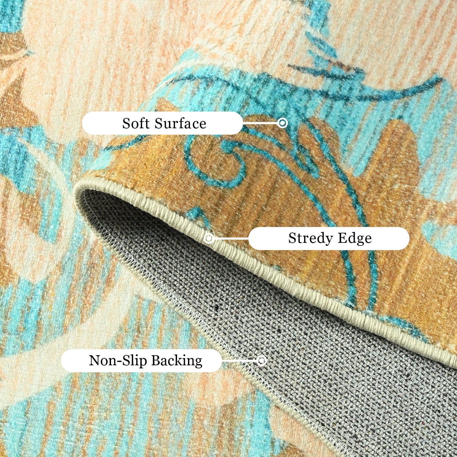Astorug Modern Abstract Area Rugs 5x8, Large Washable Rugs for Living Room Soft Rugs for Bedroom, Orange