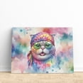thumbnail image 3 of Hippie Scottish Fold Portrait Watercolor Tie-Dye Vintage Styles Horizontal Matte Canvas Poster Cat Lover Kitten Owner Gifts Wall Art Home Decor - 00014, 3 of 5